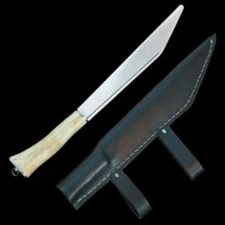 Reenactment Viking Seax With Leather Fitted Scabbard