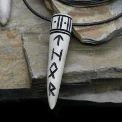 Thor Antler Runic Pendant On Leather Thong