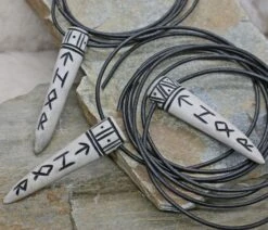 Thor Antler Runic Pendant On Leather Thong -The Viking Dragon Shop wl antler thor pendants on rock 370396