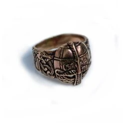 Bronze Viking Helmet Ring -The Viking Dragon Shop wl bronze viking helmet ring angle