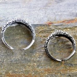 Silver Viking Replica Ring From Falster -The Viking Dragon Shop wl silver falster rings on rock above view